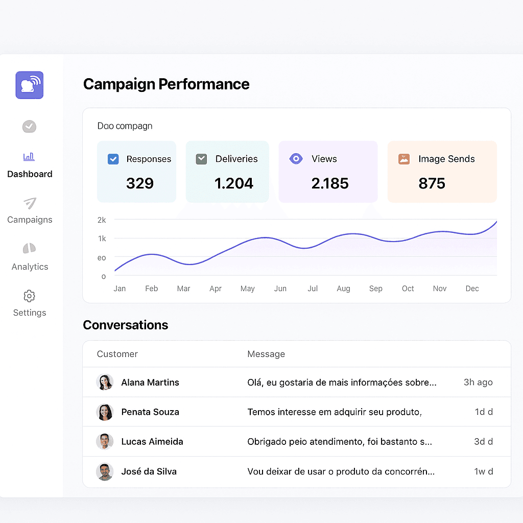 Exemplo de dashboard Engage.AI